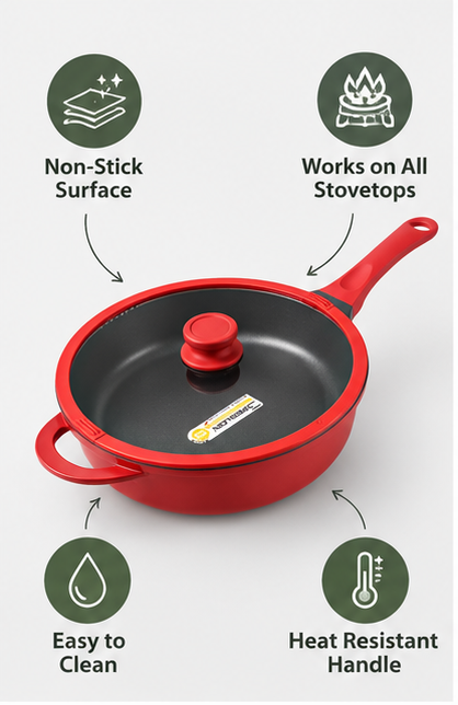Premium titanium nonstick wok with flat bottom