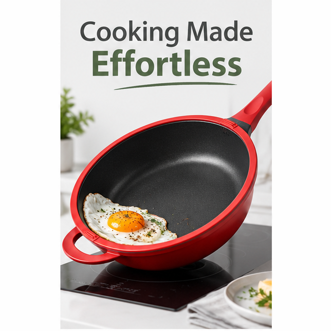 Premium titanium nonstick wok with flat bottom